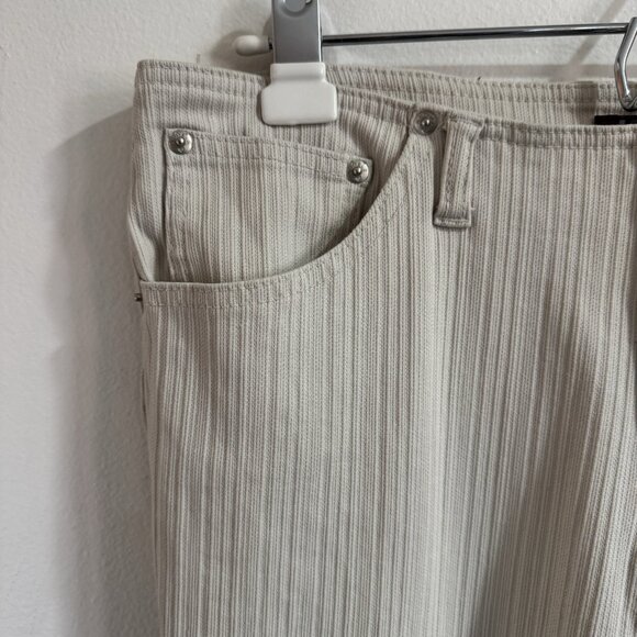 Vintage Y2K Angels Pants Jeans 18 Low Rise Flare Beige Tan Ribbed Stripe - Picture 3 of 8